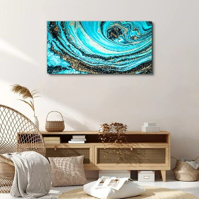Ocean swirls in blue and gold Canvas wall art