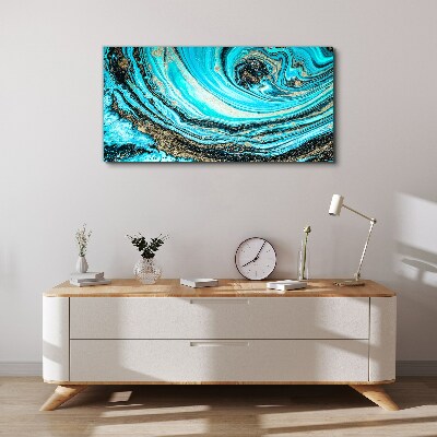 Ocean swirls in blue and gold Canvas wall art