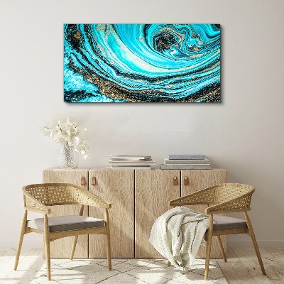 Ocean swirls in blue and gold Canvas wall art