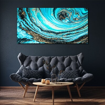 Ocean swirls in blue and gold Canvas wall art