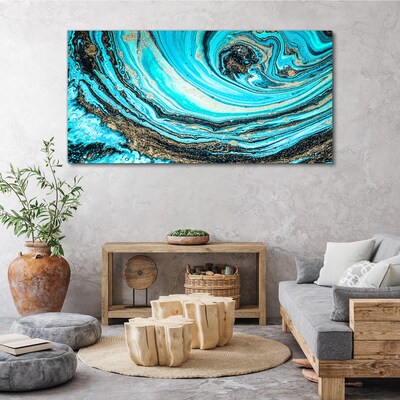 Ocean swirls in blue and gold Canvas wall art