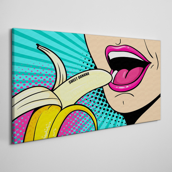 Sweet banana in pop art style Print on canvas