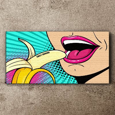 Sweet banana in pop art style Print on canvas