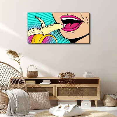 Sweet banana in pop art style Print on canvas