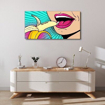 Sweet banana in pop art style Print on canvas