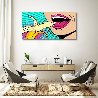 Sweet banana in pop art style Print on canvas