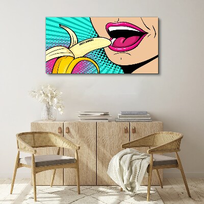 Sweet banana in pop art style Print on canvas