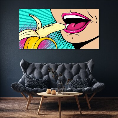 Sweet banana in pop art style Print on canvas