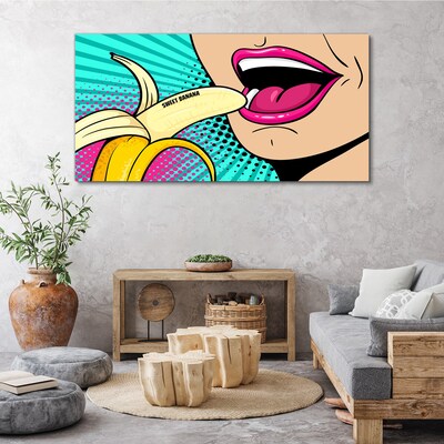 Sweet banana in pop art style Print on canvas