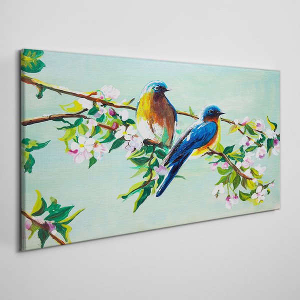 Birds on a flowering branch Print on canvas