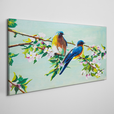 Birds on a flowering branch Print on canvas