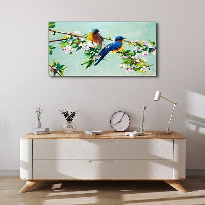 Birds on a flowering branch Print on canvas