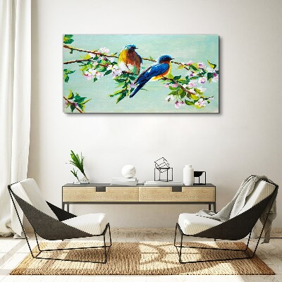 Birds on a flowering branch Print on canvas
