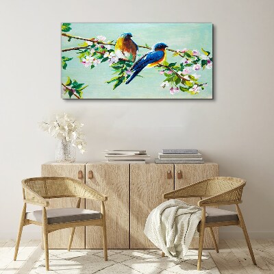 Birds on a flowering branch Print on canvas