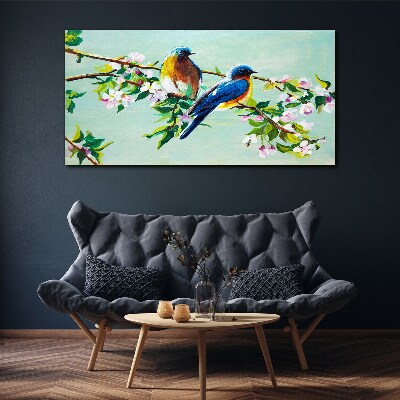 Birds on a flowering branch Print on canvas