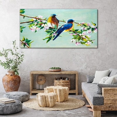 Birds on a flowering branch Print on canvas