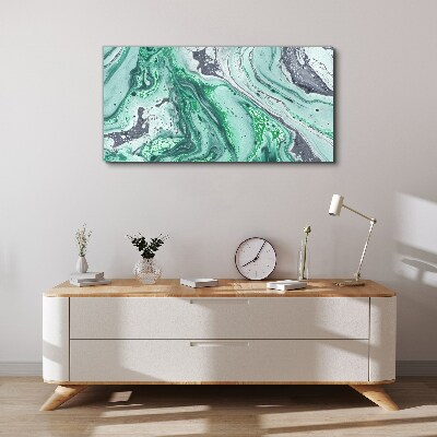 Green waves of abstraction Print on canvas