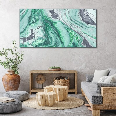 Green waves of abstraction Print on canvas