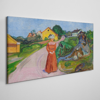 Woman in Red Dress by Munch Print on canvas