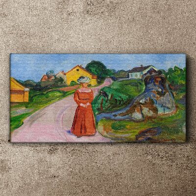 Woman in Red Dress by Munch Print on canvas