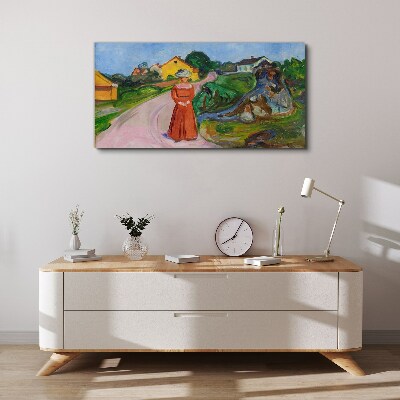 Woman in Red Dress by Munch Print on canvas
