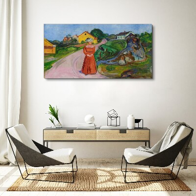 Woman in Red Dress by Munch Print on canvas