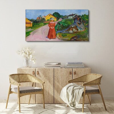 Woman in Red Dress by Munch Print on canvas