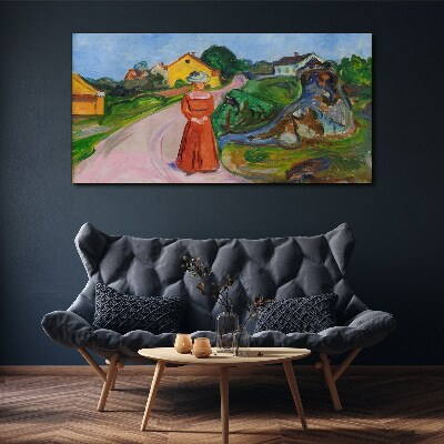 Woman in Red Dress by Munch Print on canvas
