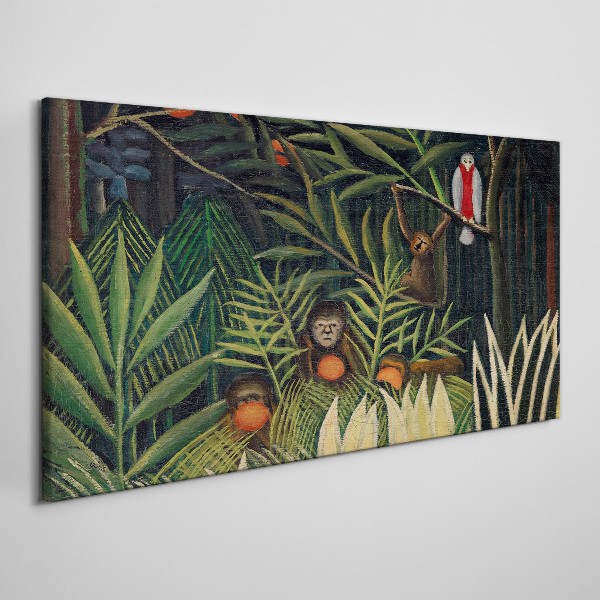 Tropical jungle with monkeys Print on canvas