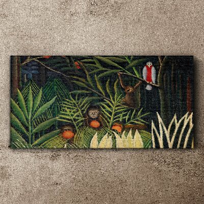 Tropical jungle with monkeys Print on canvas