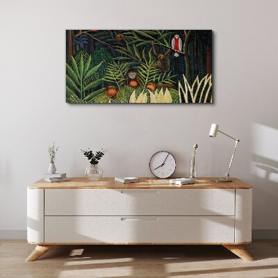 Tropical jungle with monkeys Print on canvas