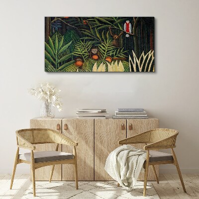 Tropical jungle with monkeys Print on canvas
