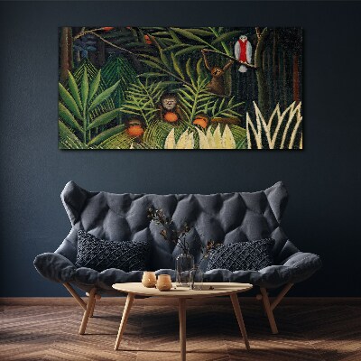 Tropical jungle with monkeys Print on canvas