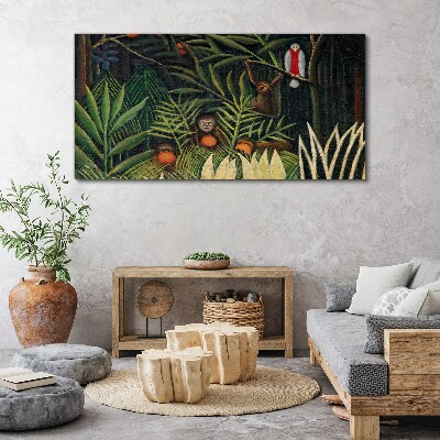 Tropical jungle with monkeys Print on canvas