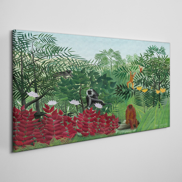 Tropical landscape with monkeys Canvas wall art