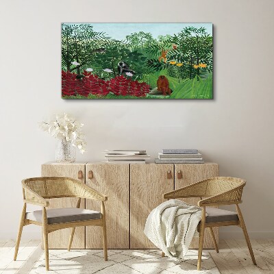 Tropical landscape with monkeys Canvas wall art