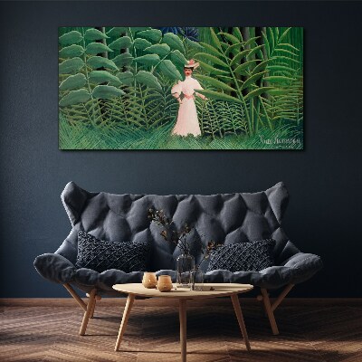 Woman in the green forest Print on canvas