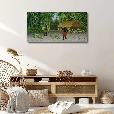 Banana harvest in a tropical landscape Print on canvas
