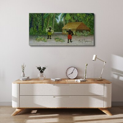 Banana harvest in a tropical landscape Print on canvas