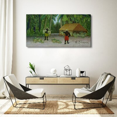 Banana harvest in a tropical landscape Print on canvas