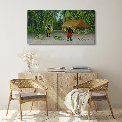 Banana harvest in a tropical landscape Print on canvas