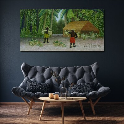 Banana harvest in a tropical landscape Print on canvas