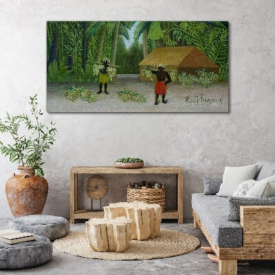 Banana harvest in a tropical landscape Print on canvas