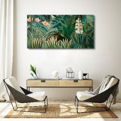 Mysterious forest with wild animals Canvas wall art