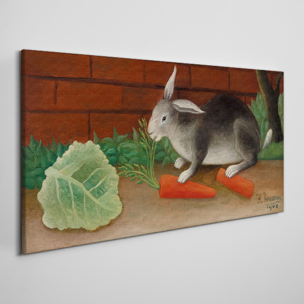 Hare with carrots Print on canvas