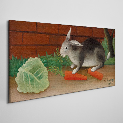 Hare with carrots Print on canvas