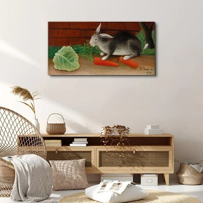 Hare with carrots Print on canvas