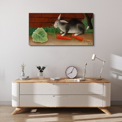 Hare with carrots Print on canvas