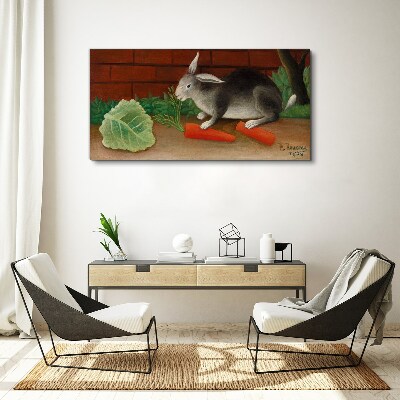 Hare with carrots Print on canvas