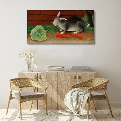 Hare with carrots Print on canvas